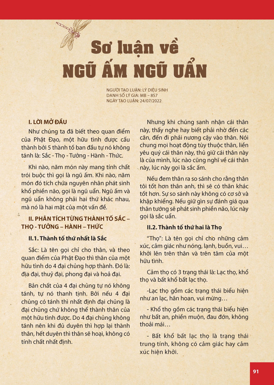 NỘI SAN LÝ GIA SỐ 1 – LỜI TRI ÂN CÒN MÃI