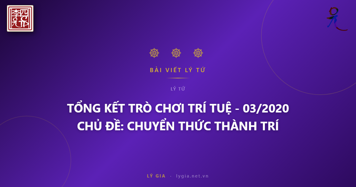 TỔNG KẾT TRÒ CHƠI TRÍ TUỆ - 03/2020  CHỦ ĐỀ: CHUYỂN THỨC THÀNH TRÍ